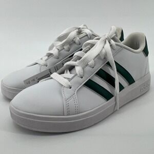 Adidas 1.5 Little Kid Grand Court 2.0 Lace Up Sneakers White Green Casual‎ NWT